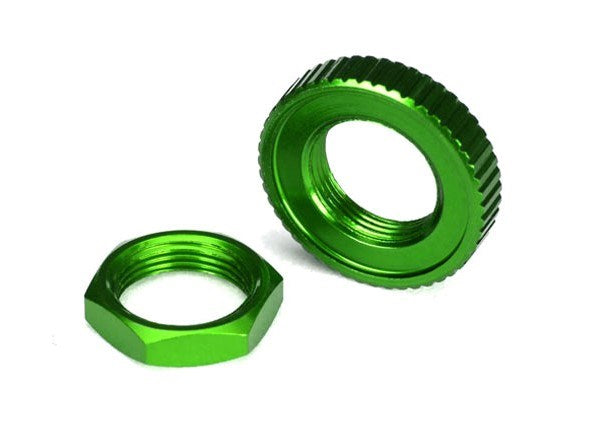 Traxxas 8345G - Servo saver nuts aluminum green-anodized (hex (1) serrated (1))