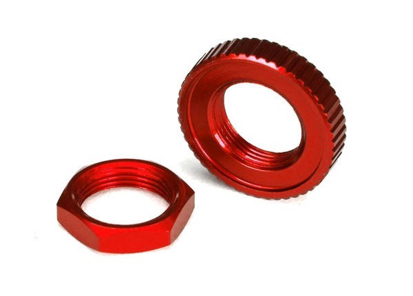 Traxxas 8345R - Servo saver nuts aluminum red-anodized (hex (1) serrated (1))