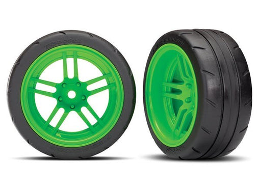Traxxas 8374G - Split-Spoke Green Wheels 1.9' Response Tires) (2) (789140799537)
