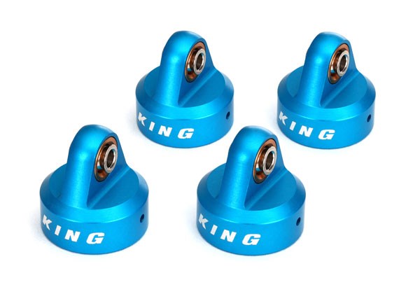 Traxxas 8457 Shock caps aluminum (blue-anodized) King Shocks (4) (7650721104109)