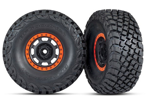 Traxxas 8472 - Desert Racer Wheels Black/Orange Beadlock Bfgoodrich Baja Kr3 Tires (2) (789142798385)