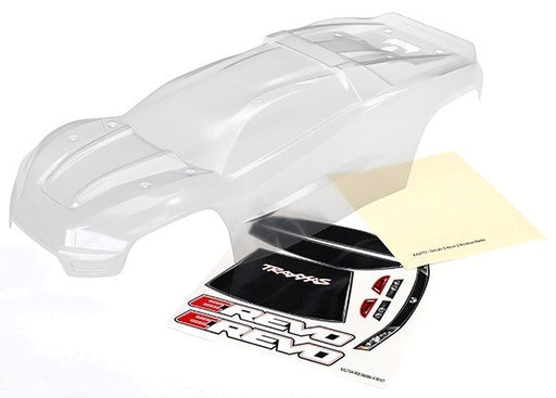 Traxxas 8611 - Body E-Revo (Clear Requires Painting)/Window Grill Lights Decal Sheet (789119369265)