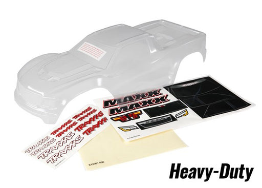 Traxxas 8914 Body Maxx heavy duty (clear untrimmed requires painting)/ window masks/ decal sheet (7637926117613)
