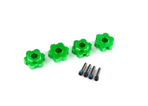 Traxxas 8956G Wheel hubs hex aluminum (green-anodized) (4)/ 4x13mm screw pins (4) - Hobby City NZ
