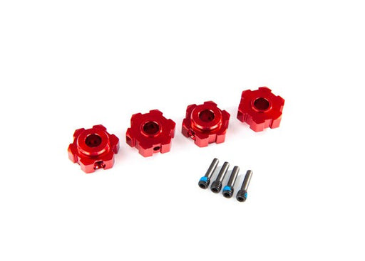 Traxxas 8956R Wheel hubs hex aluminum (red-anodized) (8120439046381)