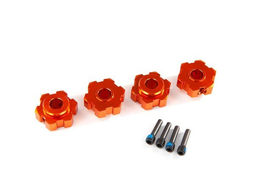 Traxxas 8956T Wheel hubs hex aluminum (orange-anodized) (4)/ 4x13mm screw pins (4) (7654627999981)