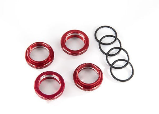 Traxxas 8968R Spring retainer (adjuster) red-anodized aluminum GT-Maxx shocks (4) (7654629998829)