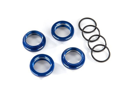 Traxxas 8968X Spring retainer (adjuster) blue-anodized aluminum GT-Maxx shocks (4) (7654630031597)