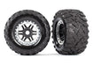 Traxxas 8972X Black satin chrome beadlock style wheels Maxx MT tires (7637929361645)