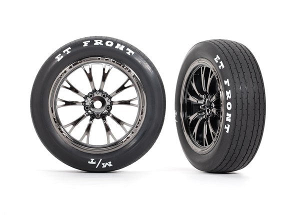 Traxxas 9474X Weld Black Chrome Wheels Tires (Front) (2) (7546263961837)