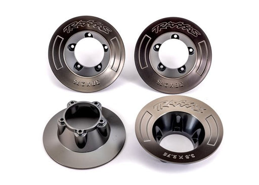 Traxxas 9568A Wheel covers satin black chrome (4) (fits #9572 wheels) (8120441536749)