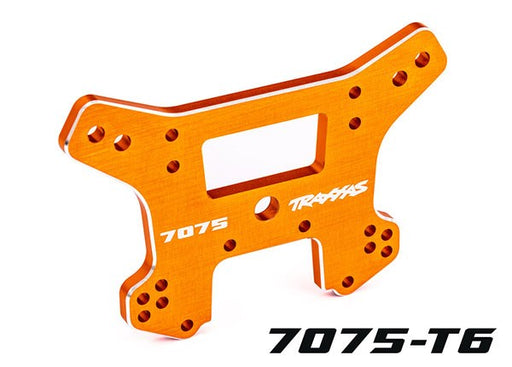 Traxxas 9639T Shock tower front 7075-T6 aluminum (orange-anodized) (fits Sledge) (8120465948909)