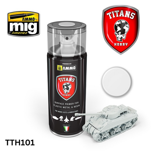 Titans Hobby TTH101 Matt White Primer 400ml - Hobby City NZ