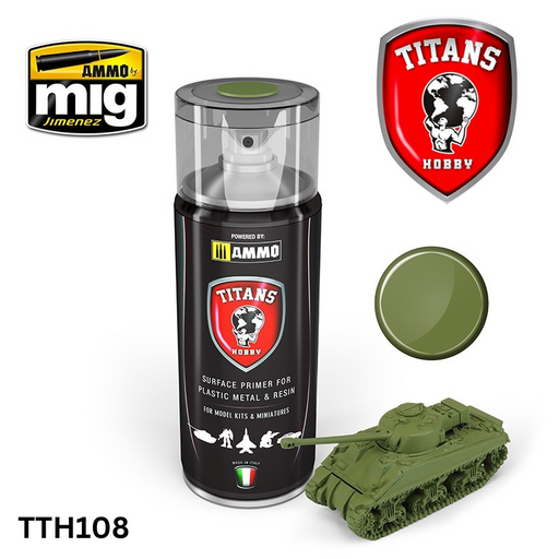 Titans Hobby TTH108 Matt Military Green Primer 400ml (7546120405229)