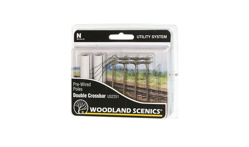 Woodland Scenics US2251 N Wired Poles Double Crossbar (7546242203885)