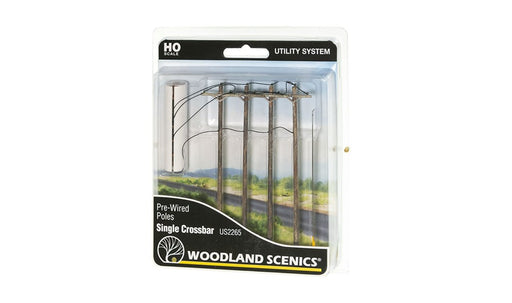 Woodland Scenics US2265 HO Wired Poles Single Crossbar (7546242400493)