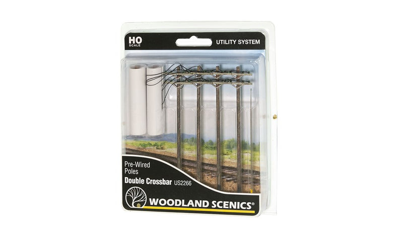 Woodland Scenics US2266 HO Wired Poles Double Crossbar