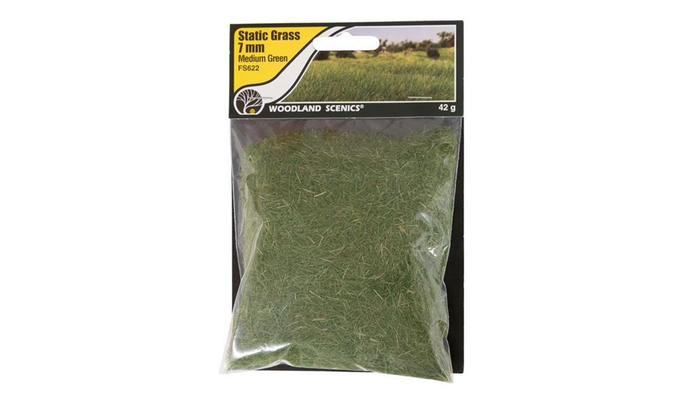 Woodland Scenics FS622 Static Grass Medium Green 7mm (7637911372013)