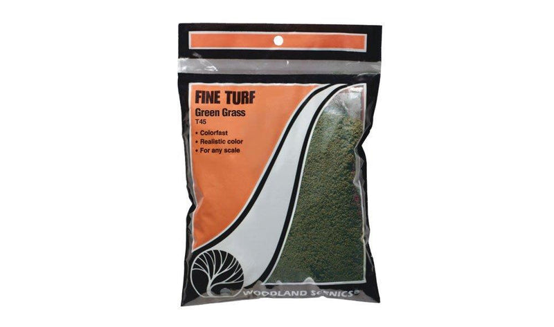 Woodland Scenics T45 Fine Turf Green Grass (21.6 in^3/353 cm^3) - Bagged (8807571620077)
