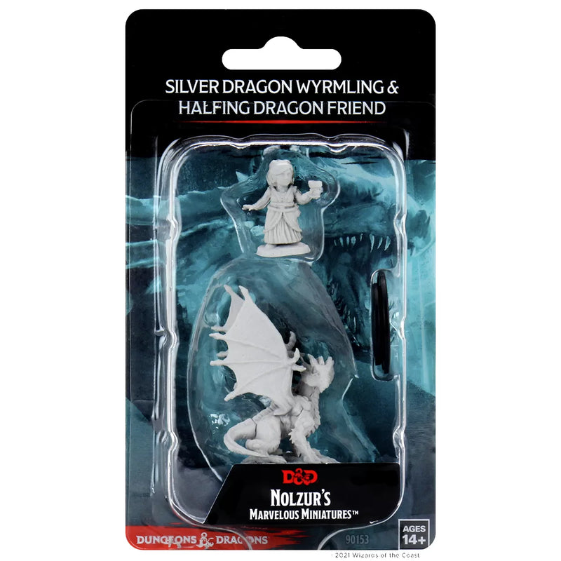WizKids 90153 D&D Nolzurs Marvelous Miniatures Minis: Silver Dragon Wyrmling & Femal (9003817894125)