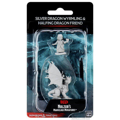 WizKids 90153 D&D Nolzurs Marvelous Miniatures Minis: Silver Dragon Wyrmling & Femal (9003817894125)
