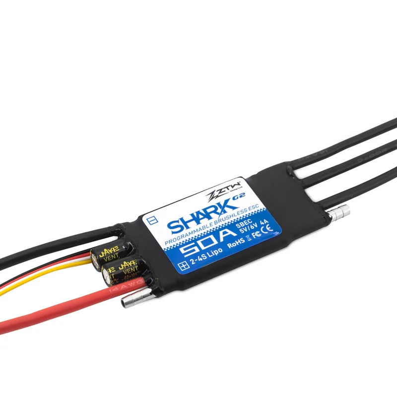 ZTW ZTW-7060210 Shark 60A G2 Brushless Marine Boat ESC, 2-6s Lipo, Adjustable 8A SBEC 70x41x12mm XT60 Plug (9255897628909)