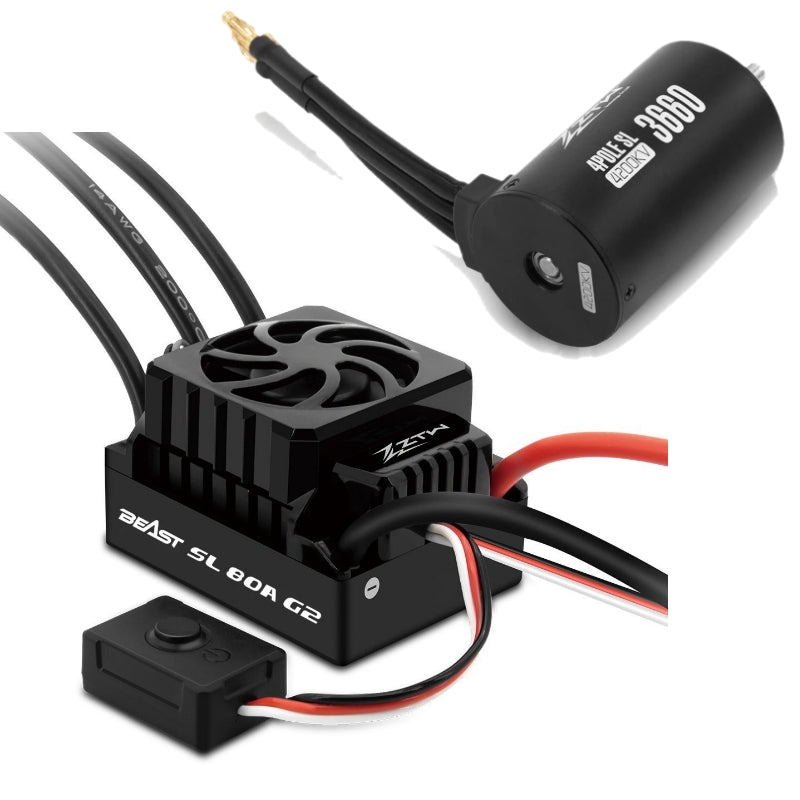 ZTW ZTWBEAST80A-550-3200KV ZTW Brushless Beast Combo SL 80A 3S G2 EC3 Plug With 4P SL 3660B 3.2Y 3200KV 5mm shaft Motor fits Arrma Gorgon Mega 4x4 - Hobby City NZ (8446605557997)