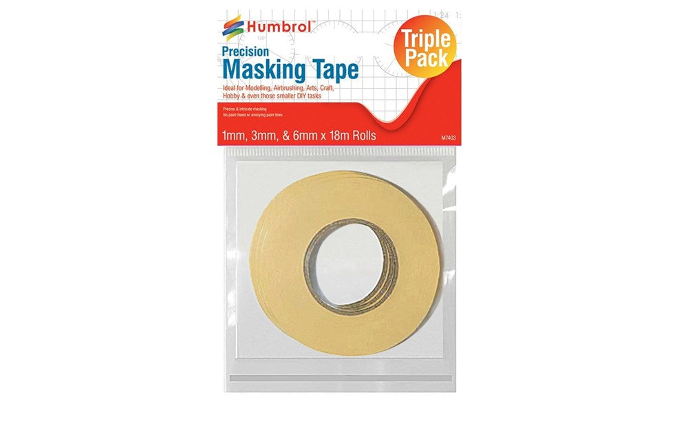 Humbrol 5110 Masking Tape 1 3 & 6mm x18m rolls (NET)
