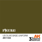 AK Interactive 3 Gen Figures Acrylics - US Olive Base Uniform 17ml - AK11433