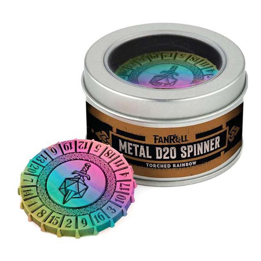MDG MDG9252 Metal d20 Spinner: Torched Rainbow (9003852628205)