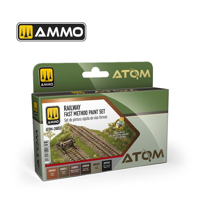 AMMO by Mig Jimenez ATOM-20853 ATOM Railway Fast Method paint Set