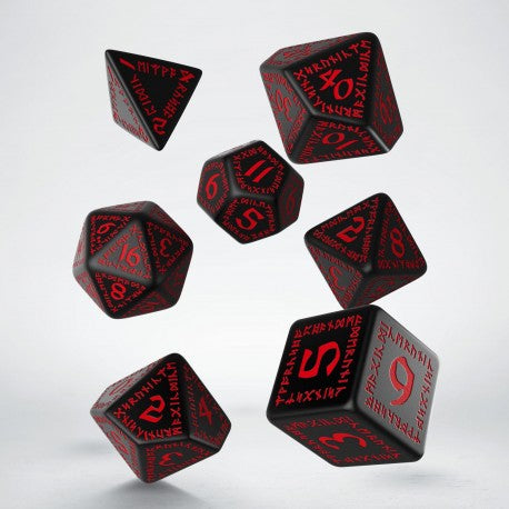 Q Workshop SRUN06 Runic Black & red Dice Set (9003919081709)