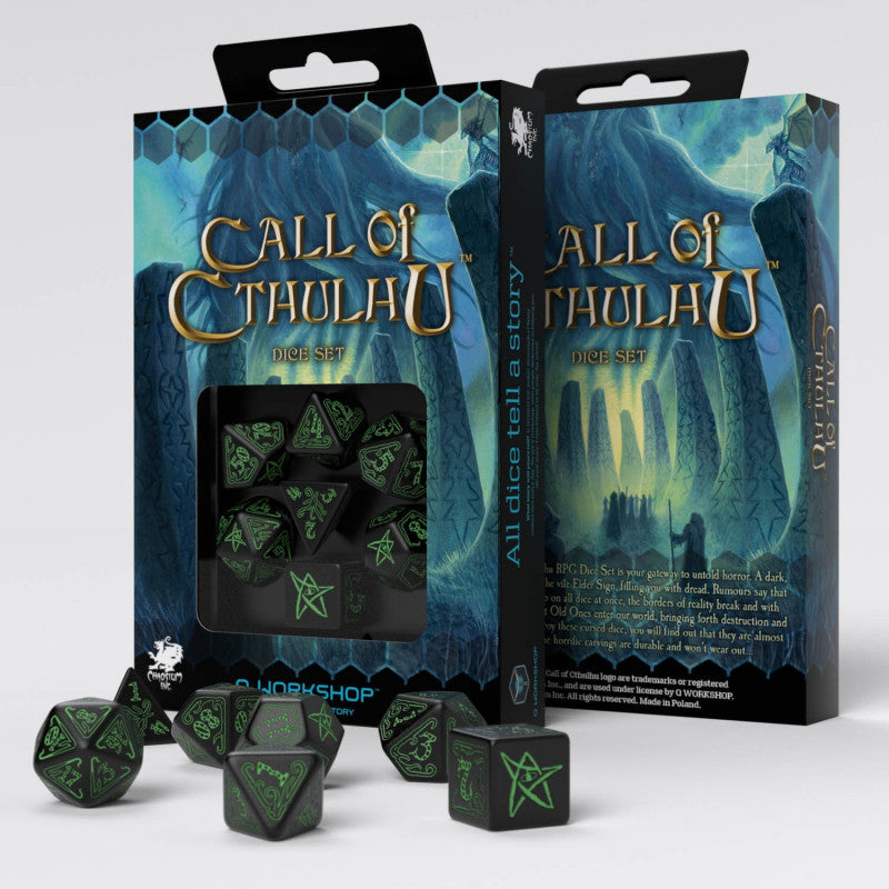 Q Workshop SCTH02 Call of Cthulhu Black & green Dice Set (9003911250157)