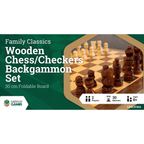 Lets Play Games Classics Wooden Folding 30cm Chess, Checkers & Backgammon Set