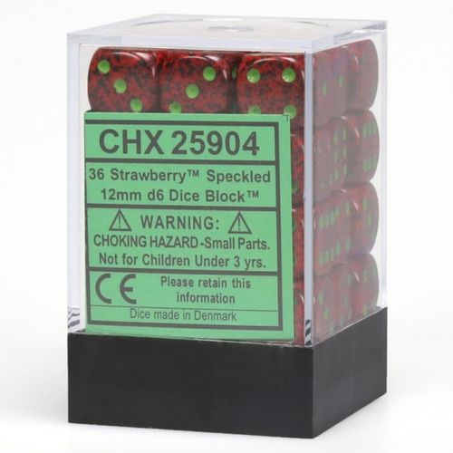 Chessex 25904 Speckled 12mm d6 Strawberry Dice Block (36 dice) (9003721949421)