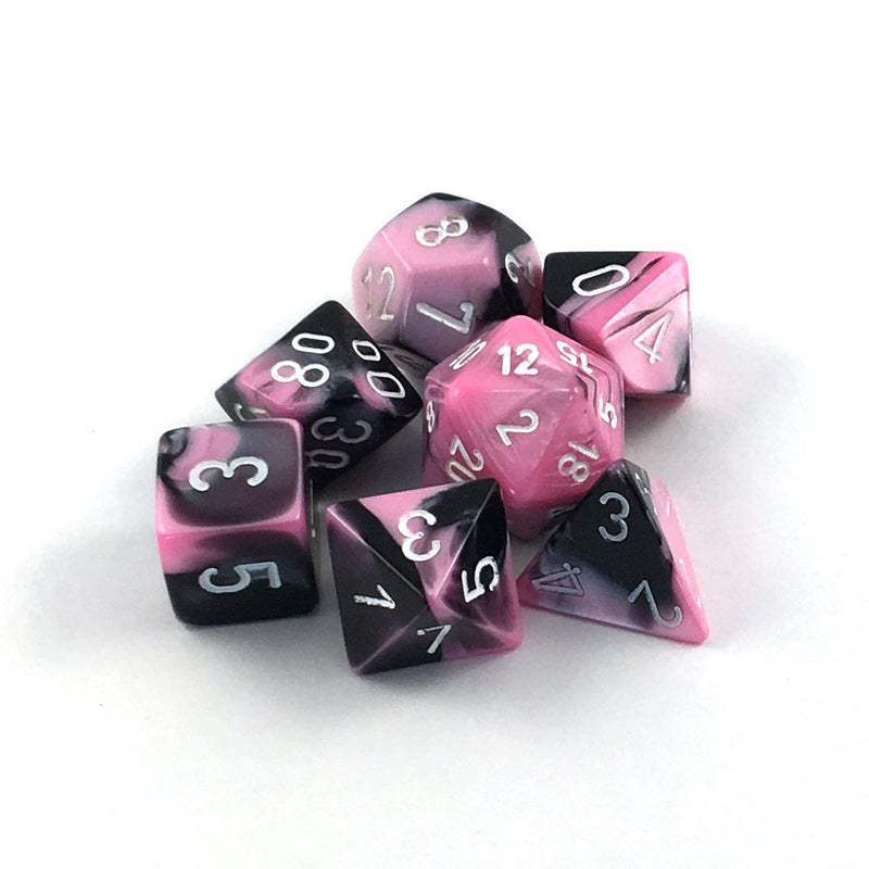 Chessex 26430 Gemini Polyhedral Black-Pink/white 7-Die Set (9003725848813)