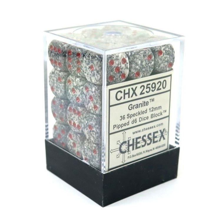 Chessex 25920 Speckled 12mm d6 Granite Dice Block (36 dice) (9003722703085)
