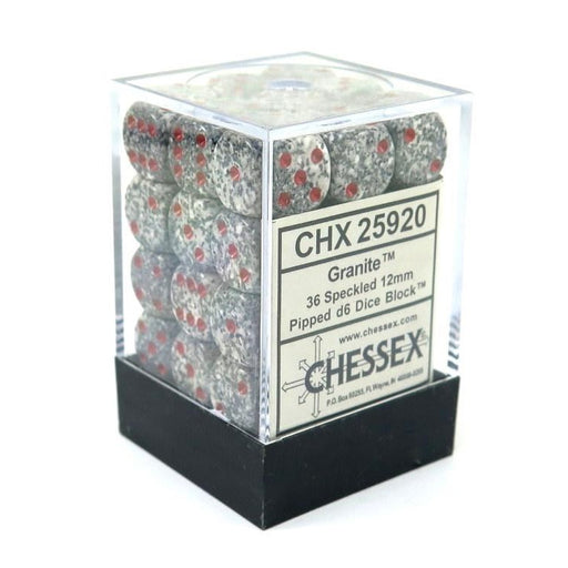 Chessex 25920 Speckled 12mm d6 Granite Dice Block (36 dice) (9003722703085)