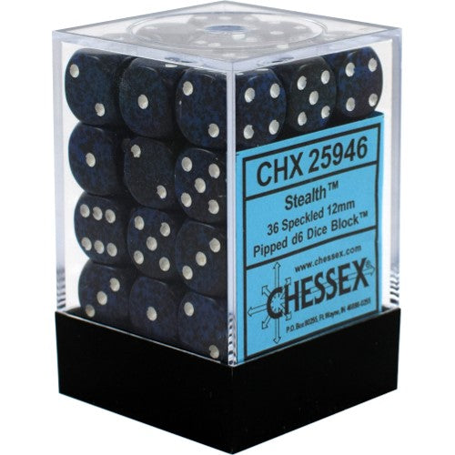 Chessex 25946 Speckled 12mm d6 Stealth Dice Block (36 dice) (9003723391213)