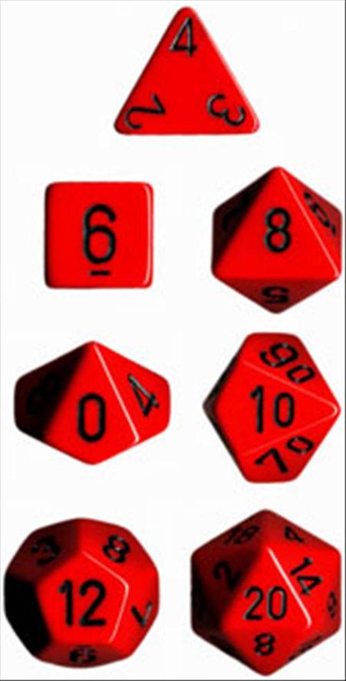 Chessex 25414 Opaque Polyhedral Red/black 7-Die Set (9003717558509)