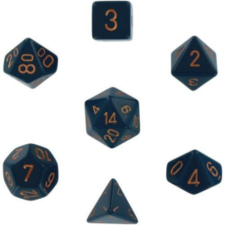 Chessex 25426 Opaque Polyhedral Dusty Blue/copper 7-Die Set (9003717820653)