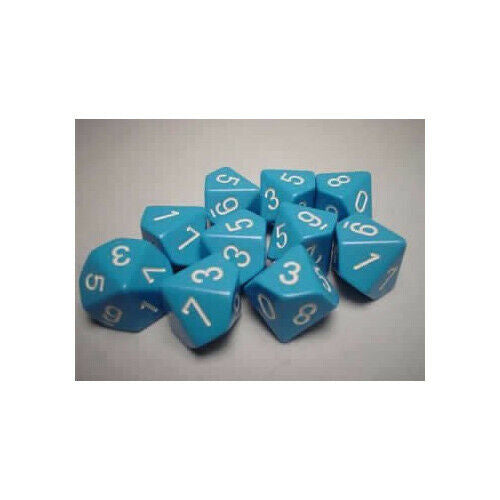 Chessex 26216 Opaque Light Blue/white Set of Ten d10s (9003724144877)