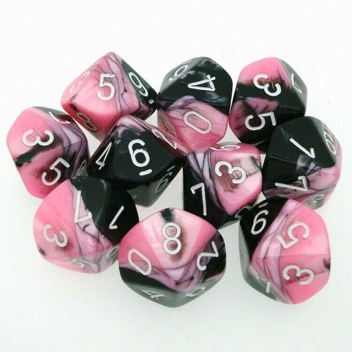 Chessex 26230 Gemini Black-Pink/white Set of Ten d10s (9003724669165)