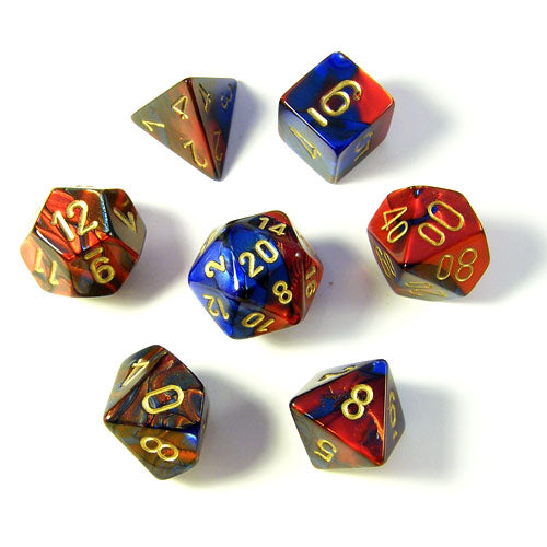 Chessex 26429 Gemini Polyhedral Blue-Red/gold 7-Die Set (9003725816045)