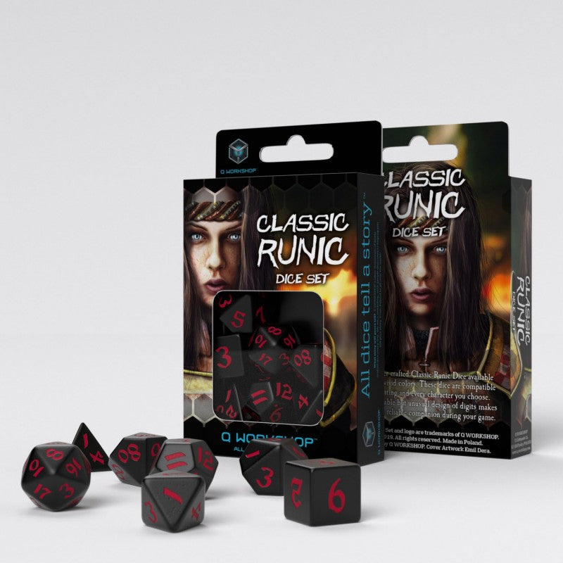 Q Workshop SCLR01 Classic Runic Black & red Dice Set (9003914068205)
