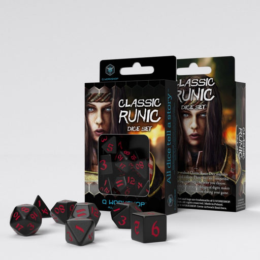 Q Workshop SCLR01 Classic Runic Black & red Dice Set (9003914068205)