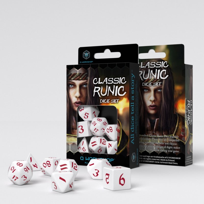 Q Workshop SCLR04 Classic Runic White & red Dice Set (9003914100973)