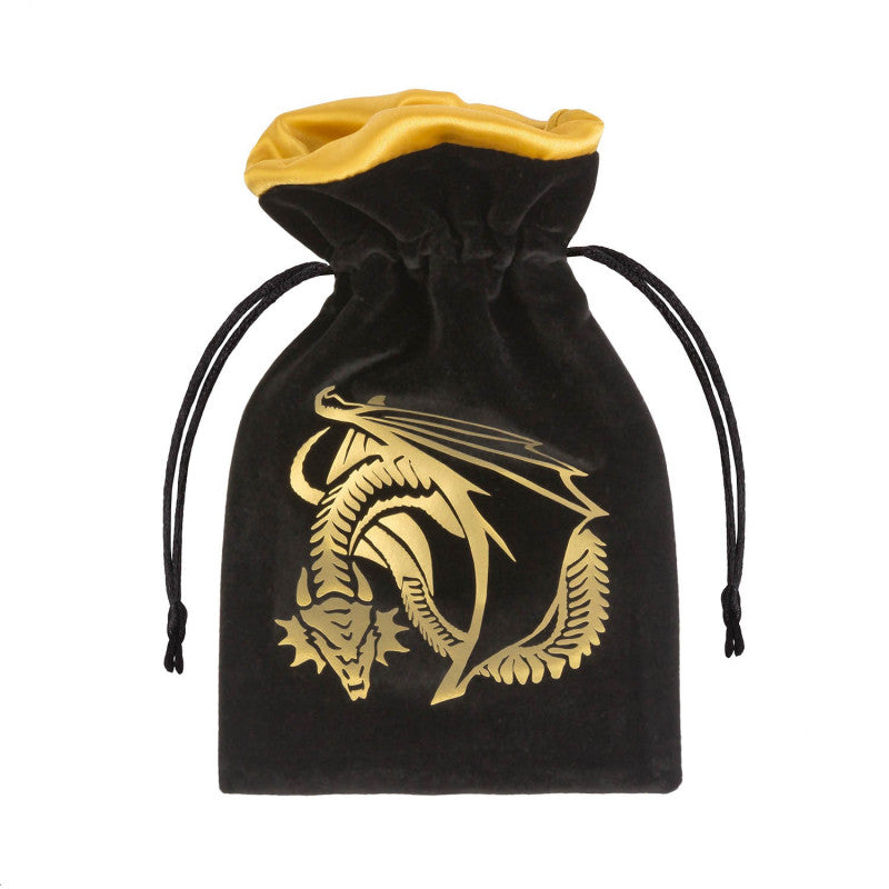 Q Workshop BDRA201 Dragon Black & golden Velour Dice Bag (9003912757485)