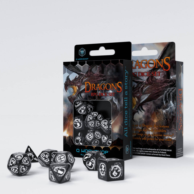 Q Workshop SDRA01 Dragons Dice Set: Hematite (9003919474925)