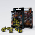 Q Workshop - Dragon Black & Yellow Dice Set 7 - QW-SDRA03